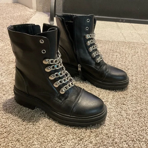 Circus by Sam Edelman Black Combat Boots 6.5M - Picture 4 of 7